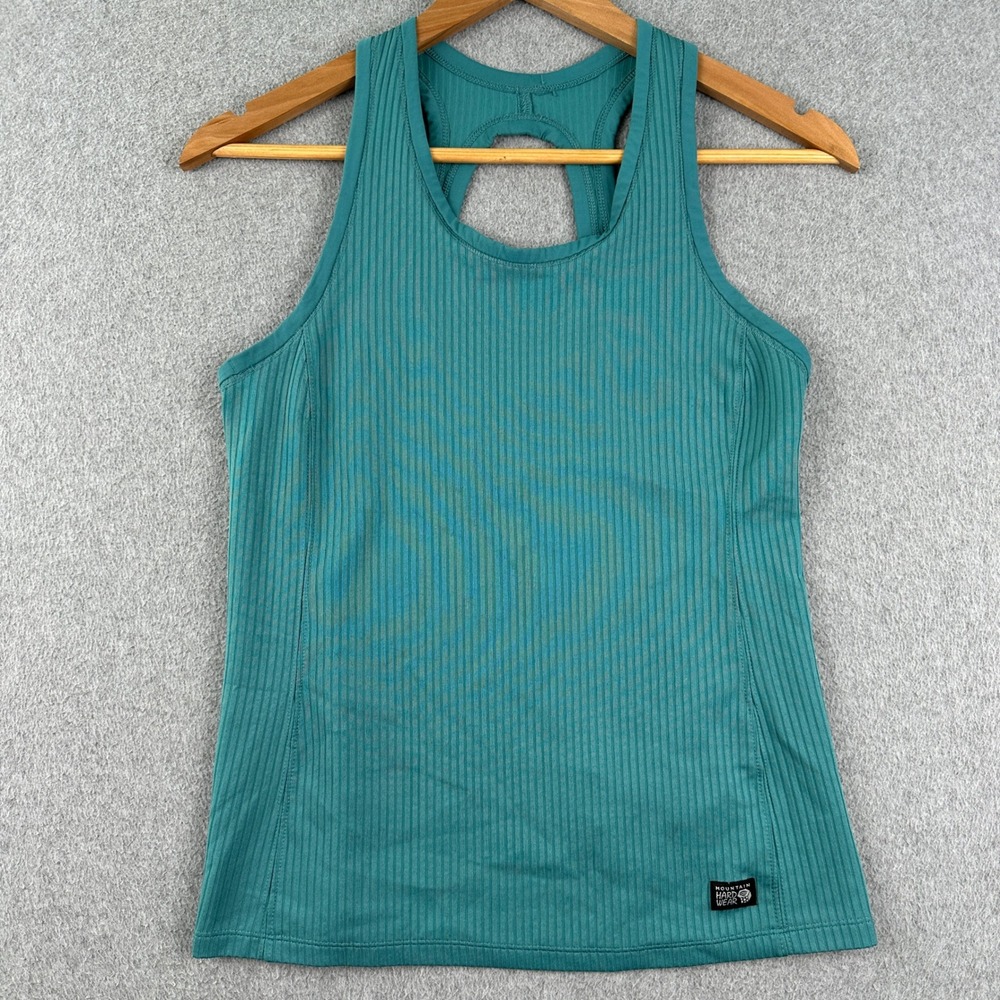 Mountain Hardwear Tank Top Womens XS OL6310 Teal Ribbed Keyhole Racerback